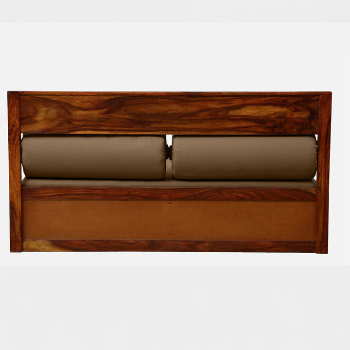 Siramika Sheesham Wood Pull Out Sofa Cum Bed In Honey Oak Finish