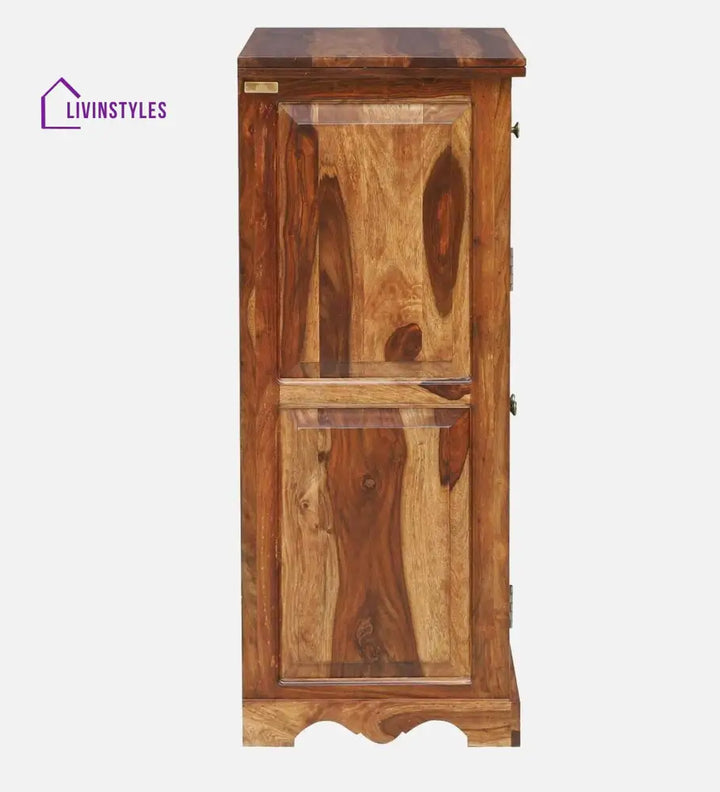 Siramika Sheesham Wood Shoe Cabinet In Rustic Teak Finish