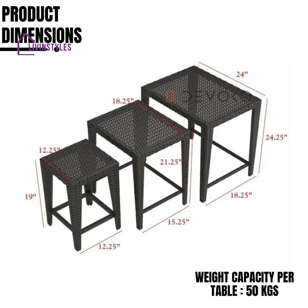 Sitara 3-Piece Wicker Garden Bistro Set in Dark Brown - Table