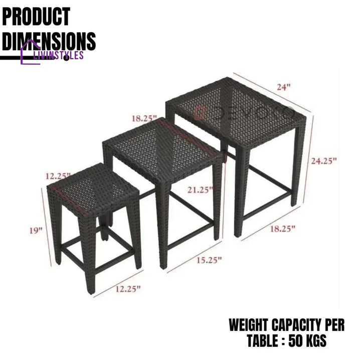 Sitara 3-Piece Wicker Garden Bistro Set in Dark Brown - Table