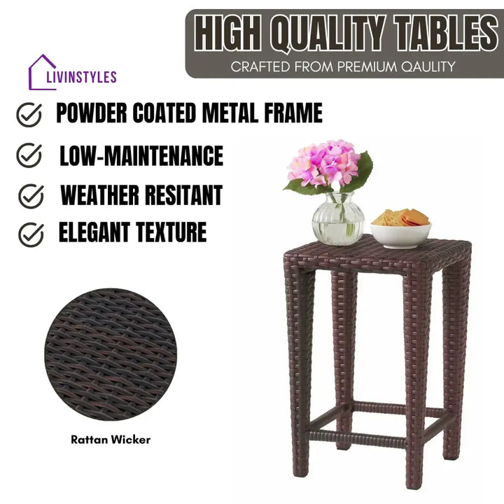 Sitara 3-Piece Wicker Garden Bistro Set in Dark Brown - Table