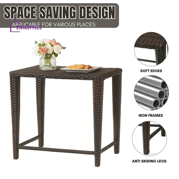Sitara 3-Piece Wicker Garden Bistro Set in Dark Brown - Table