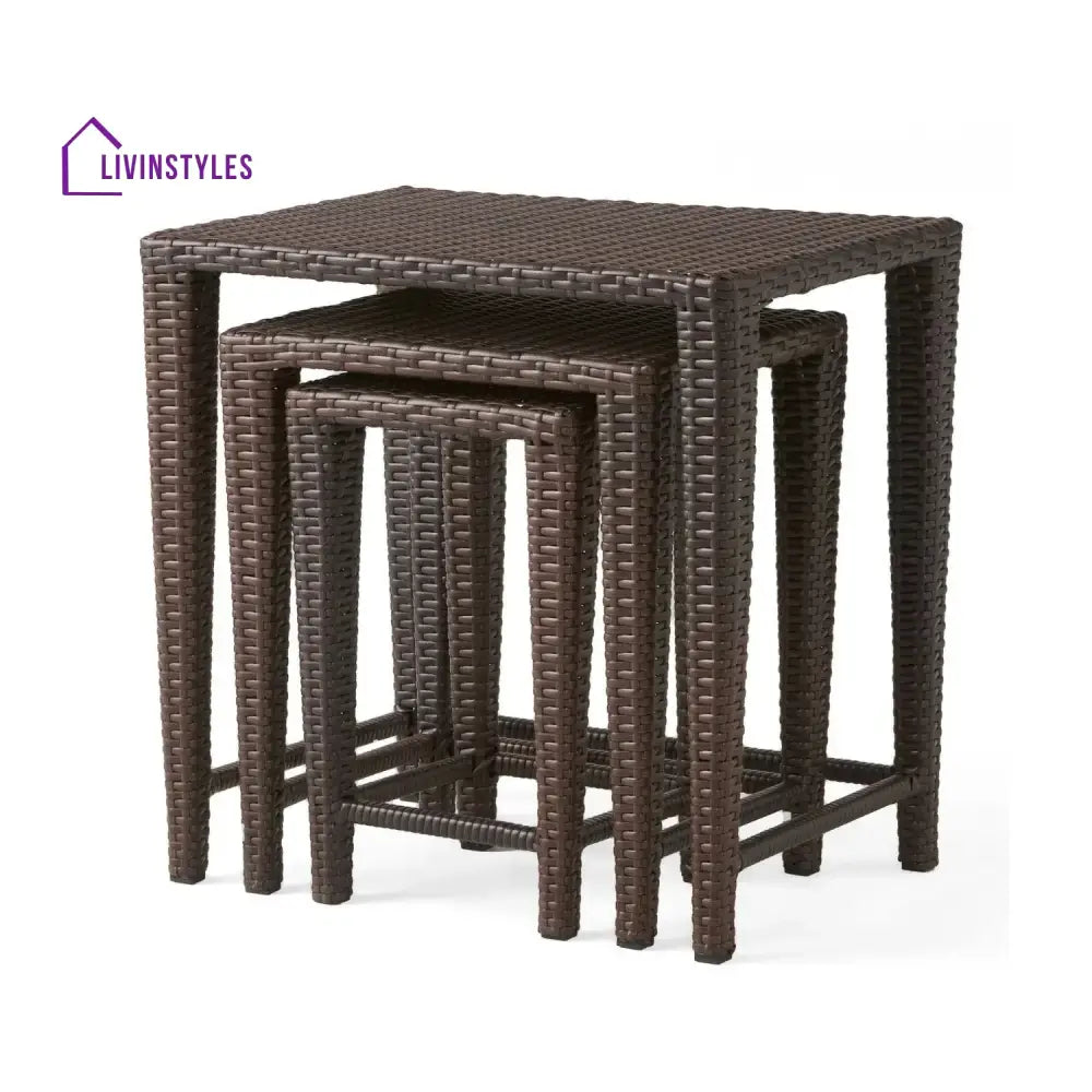 Sitara 3-Piece Wicker Garden Bistro Set in Dark Brown - Table