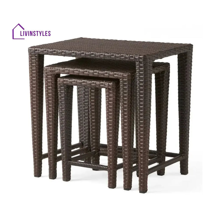 Sitara 3-Piece Wicker Garden Bistro Set in Dark Brown - Table
