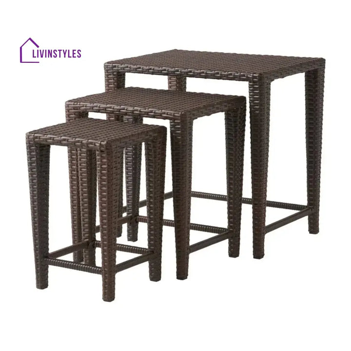 Sitara 3-Piece Wicker Garden Bistro Set in Dark Brown - Table