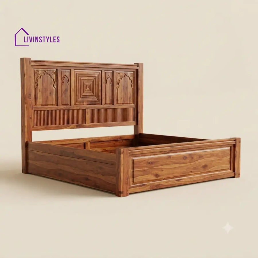 Sivasankari Sheesham Wood Bed With Box Storage | Wooden Bed