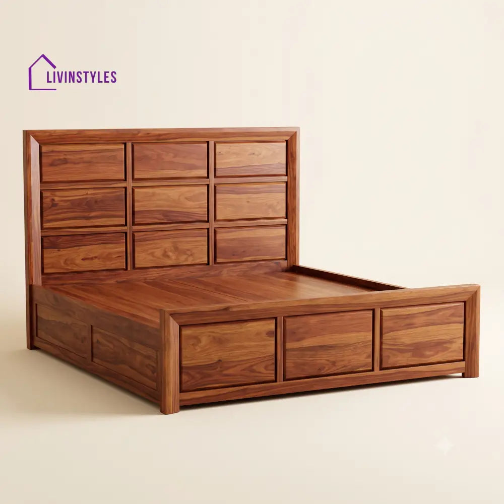 Sivasri Sheesham Wood Bed With Box Storage | Wooden Bed