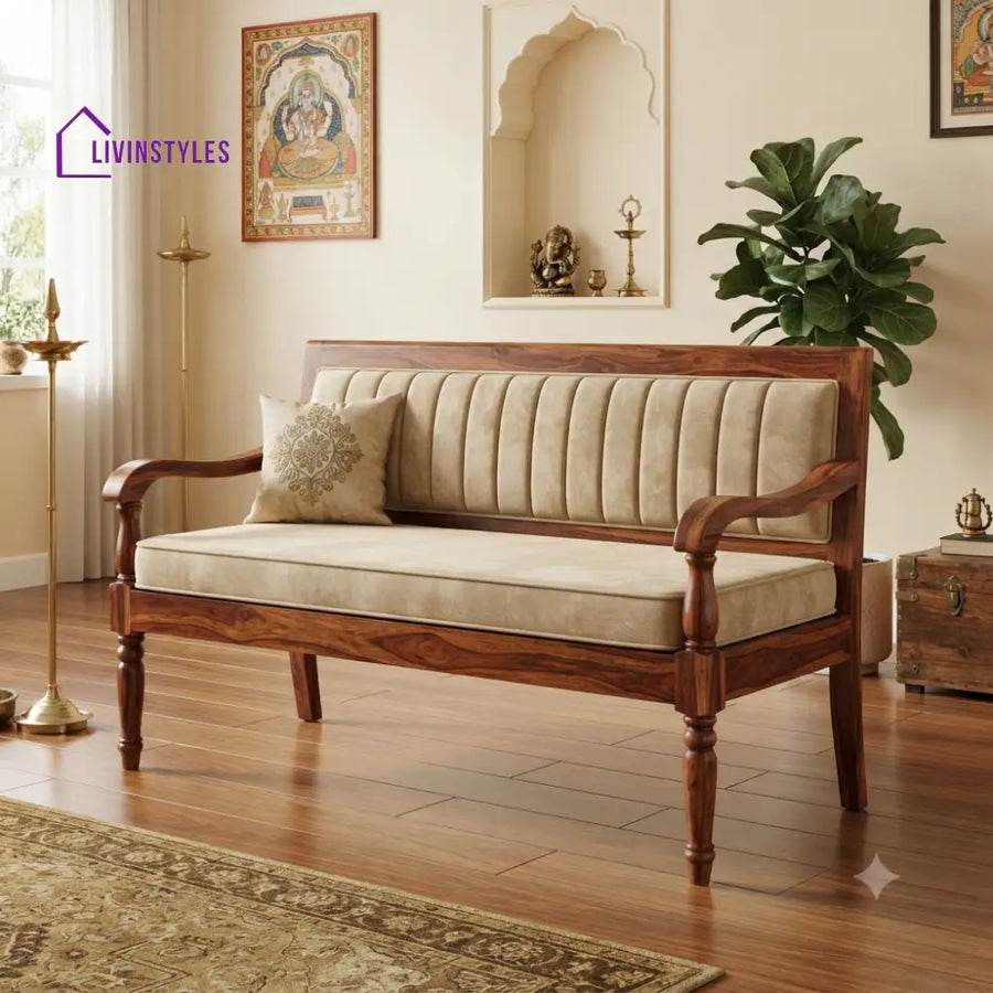 Siya Wooden Bench for Living Room | Bedroom | Extra Seating