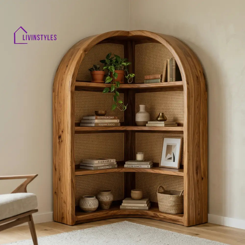 Skye Sheesham Wood Ladder Book Shelf (Honey Finish)