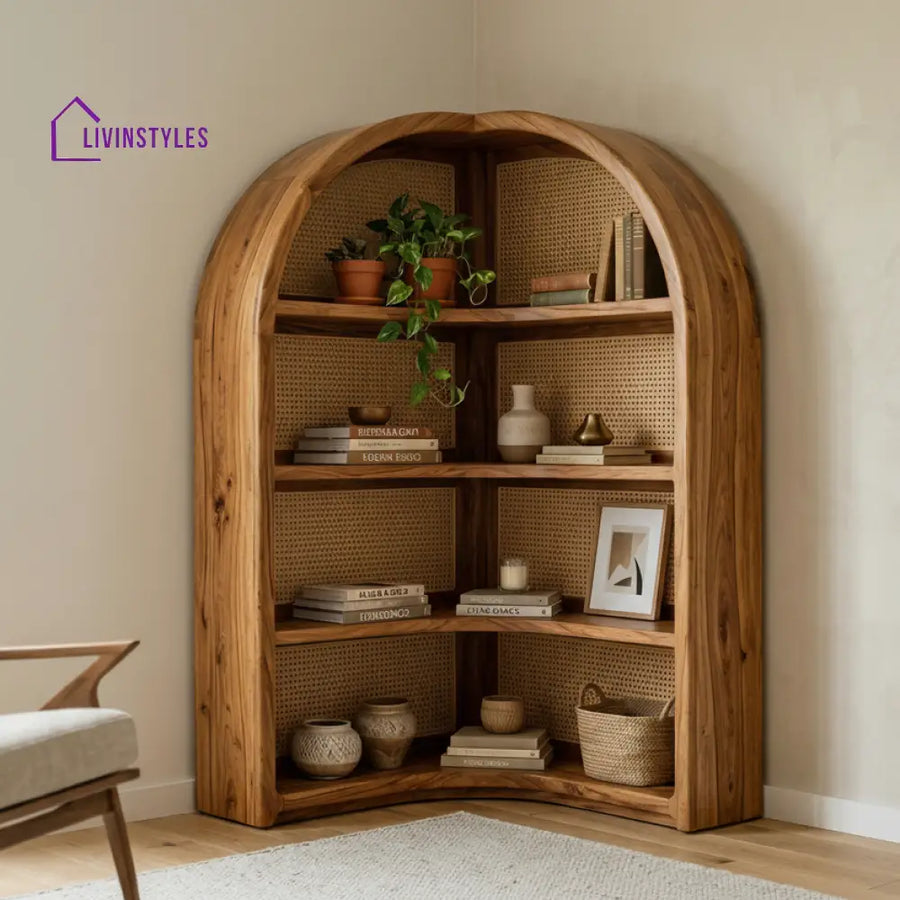 Skye Sheesham Wood Ladder Book Shelf (Honey Finish)