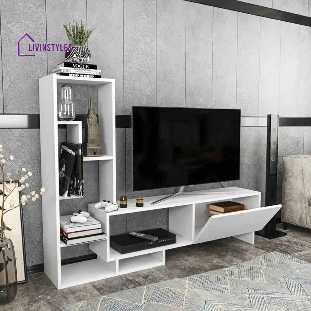 Skye White Finish Tv Unit Stand for Living Room