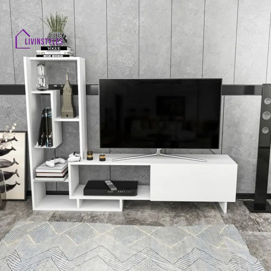 Skye White Finish Tv Unit Stand for Living Room