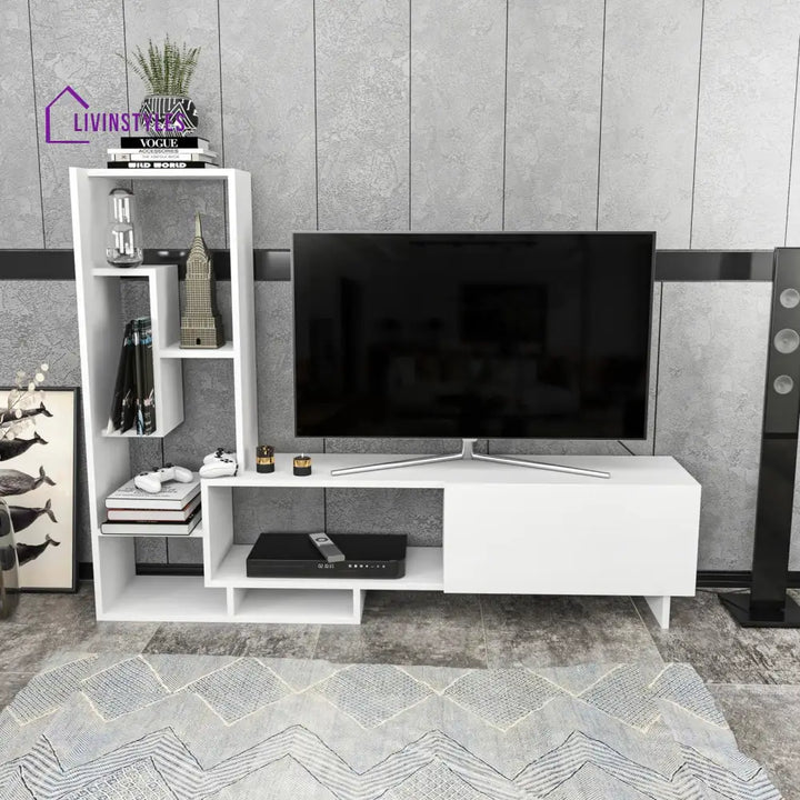 Skye White Finish Tv Unit Stand for Living Room