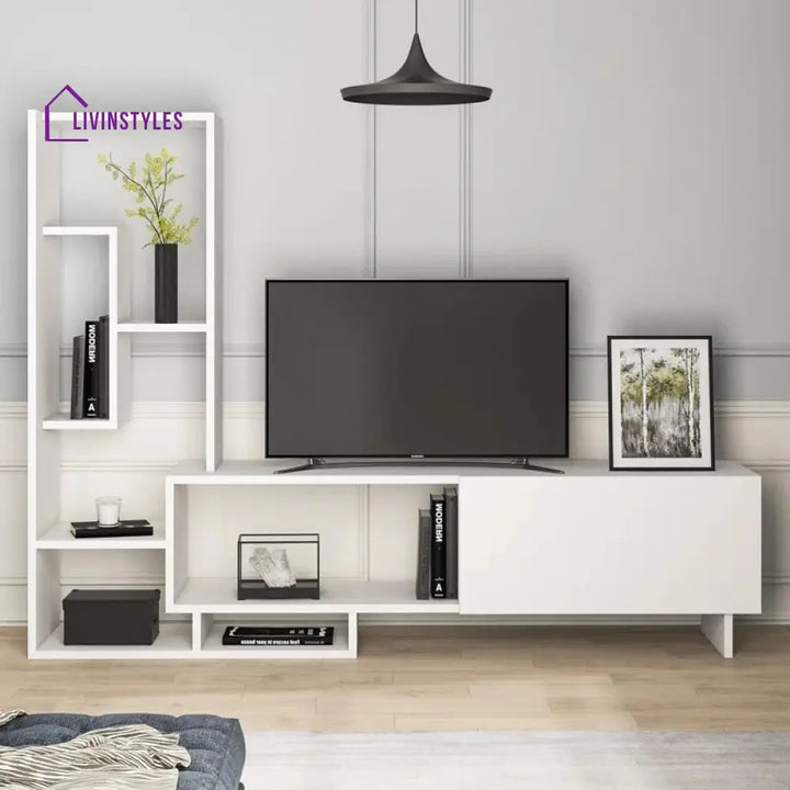 Skye White Finish Tv Unit Stand for Living Room