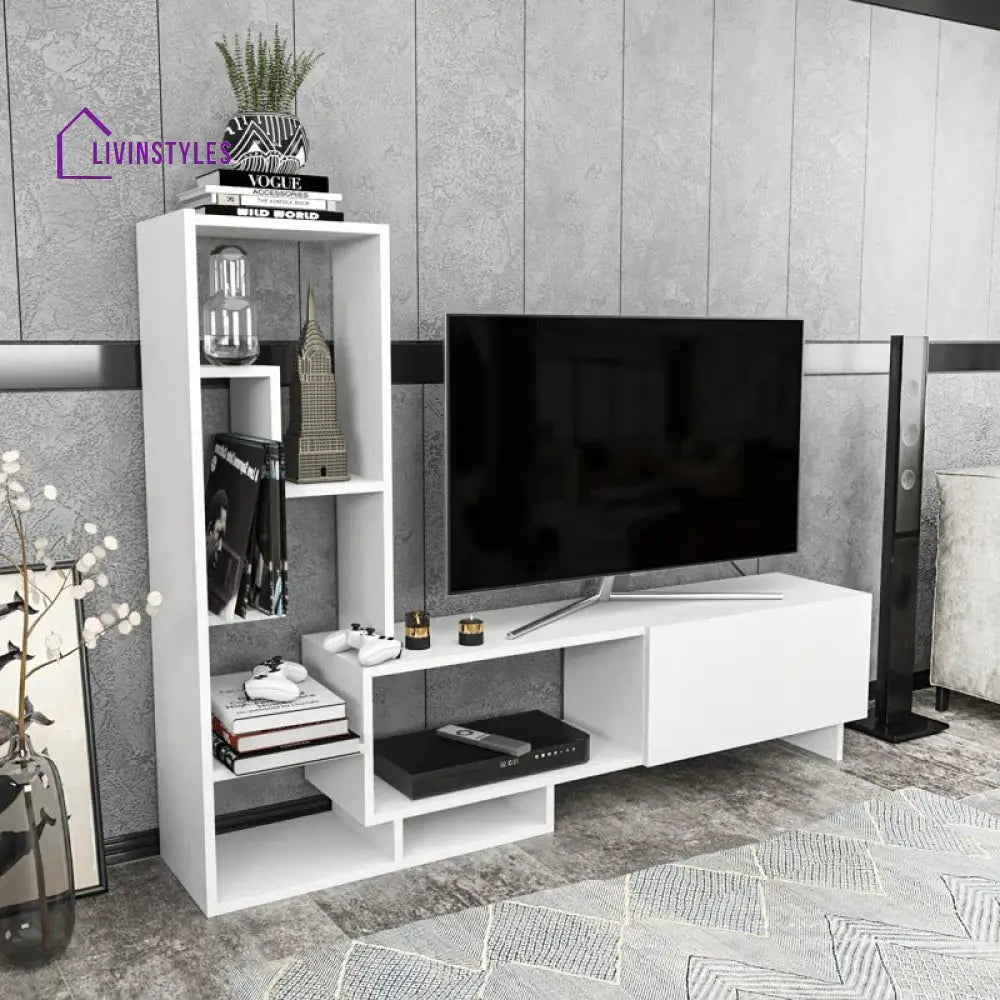 Skye White Finish Tv Unit Stand for Living Room