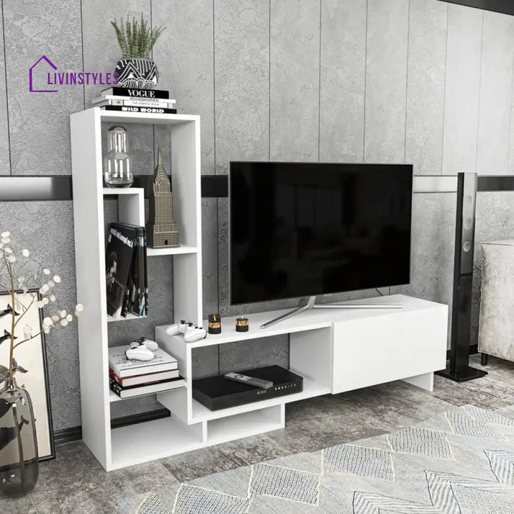 Skye White Finish Tv Unit Stand for Living Room