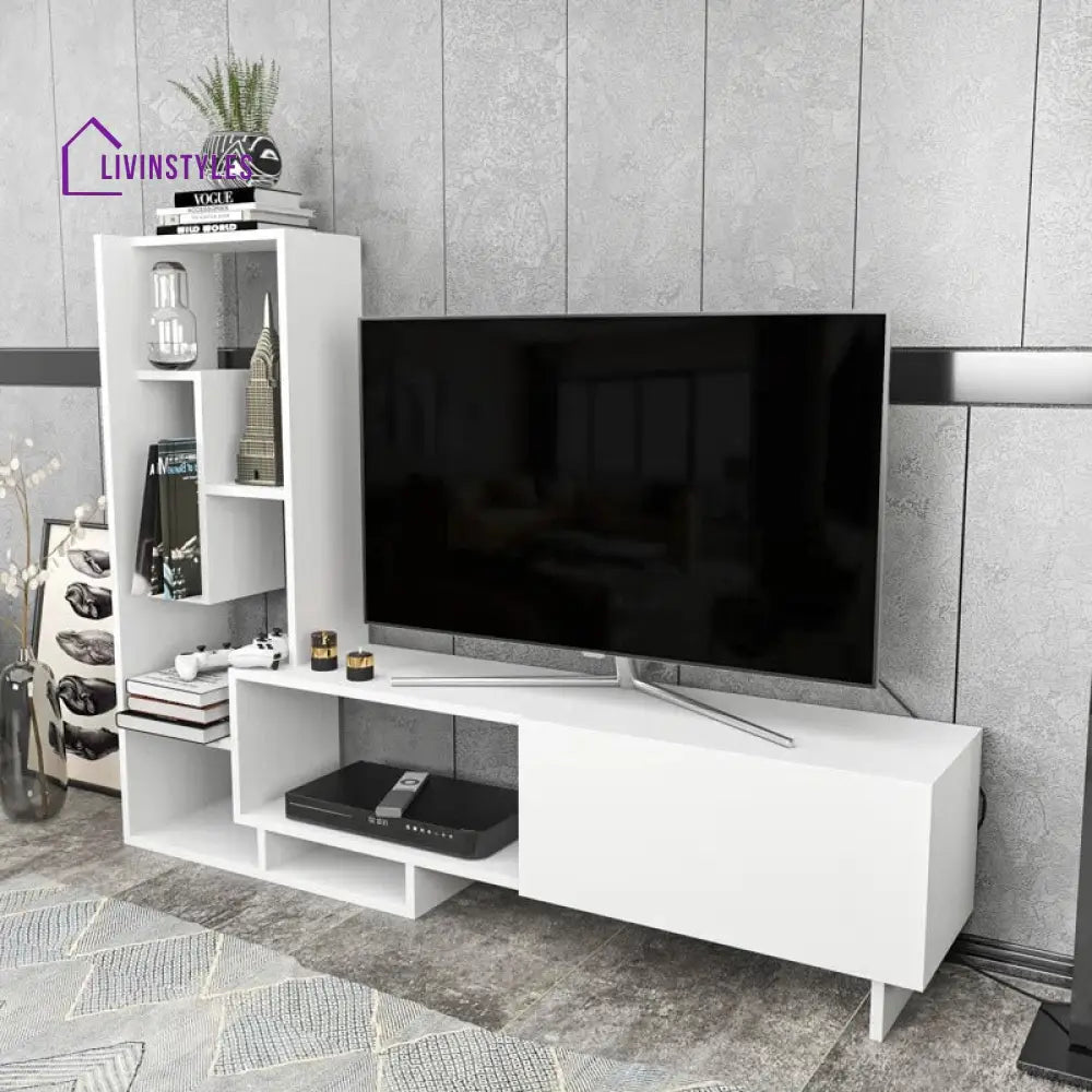 Skye White Finish Tv Unit Stand for Living Room