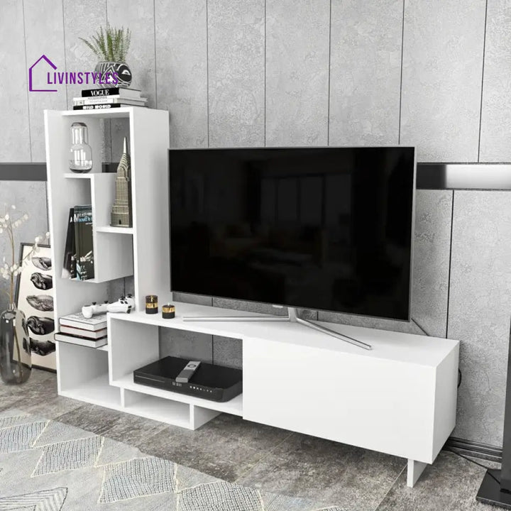 Skye White Finish Tv Unit Stand for Living Room