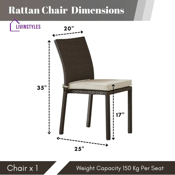 Skylar 1-Piece Outdoor Rattan Wicker Patio Dining Chair Dinning Chairs