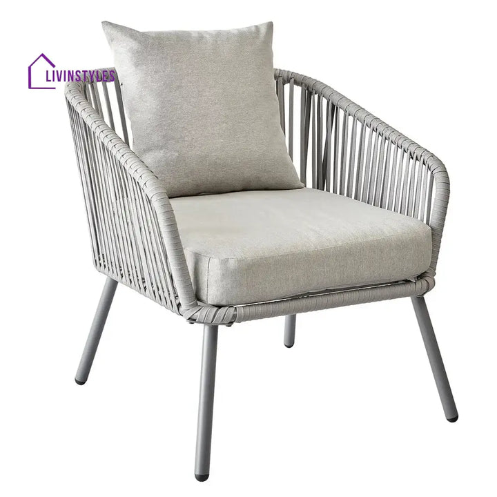 Slava Outdoor Sofa Set 3 Seater 2 Single seater and 1 Center Table (Grey) Braided & Rope - Sofa Sets