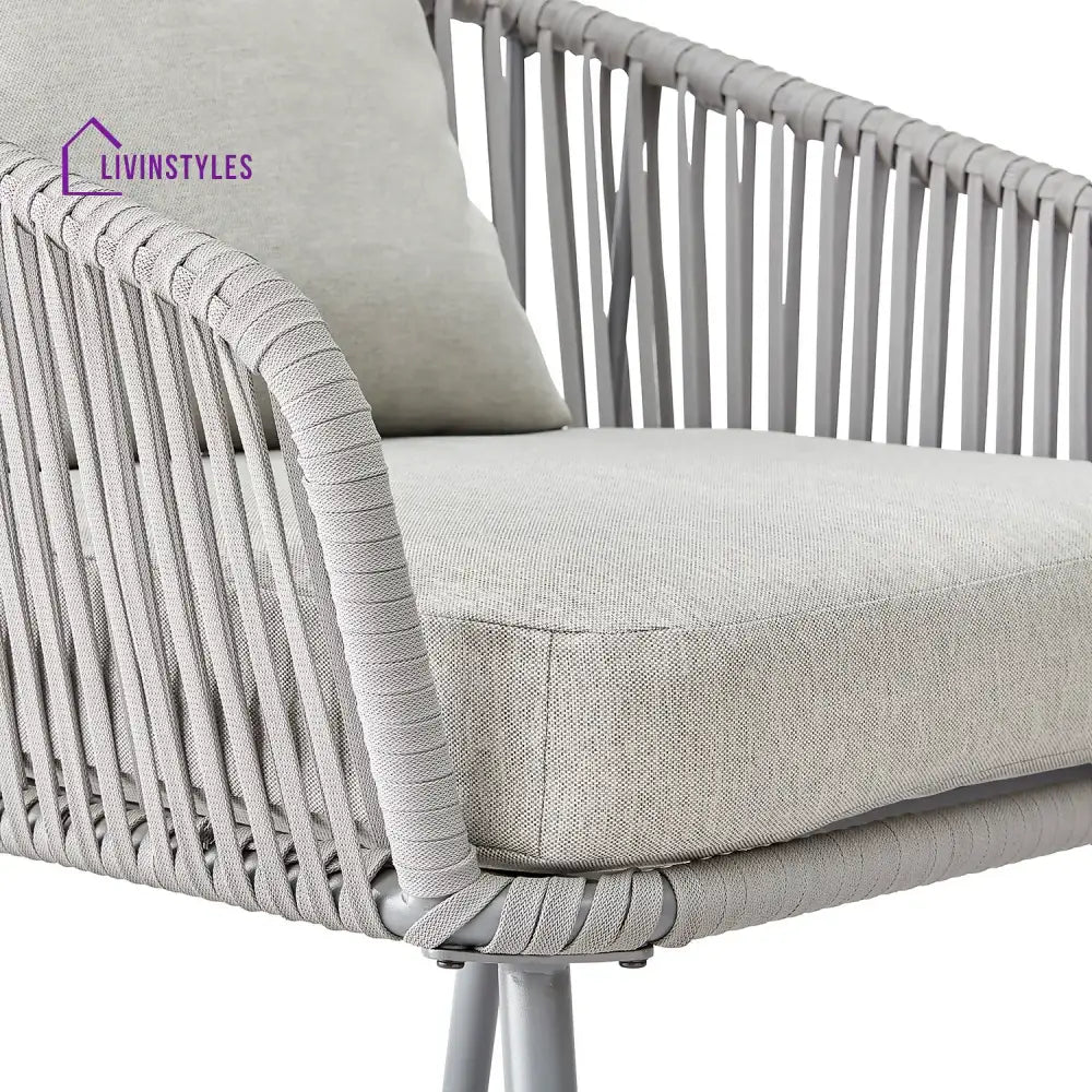 Slava Outdoor Sofa Set 3 Seater 2 Single seater and 1 Center Table (Grey) Braided & Rope - Sofa Sets
