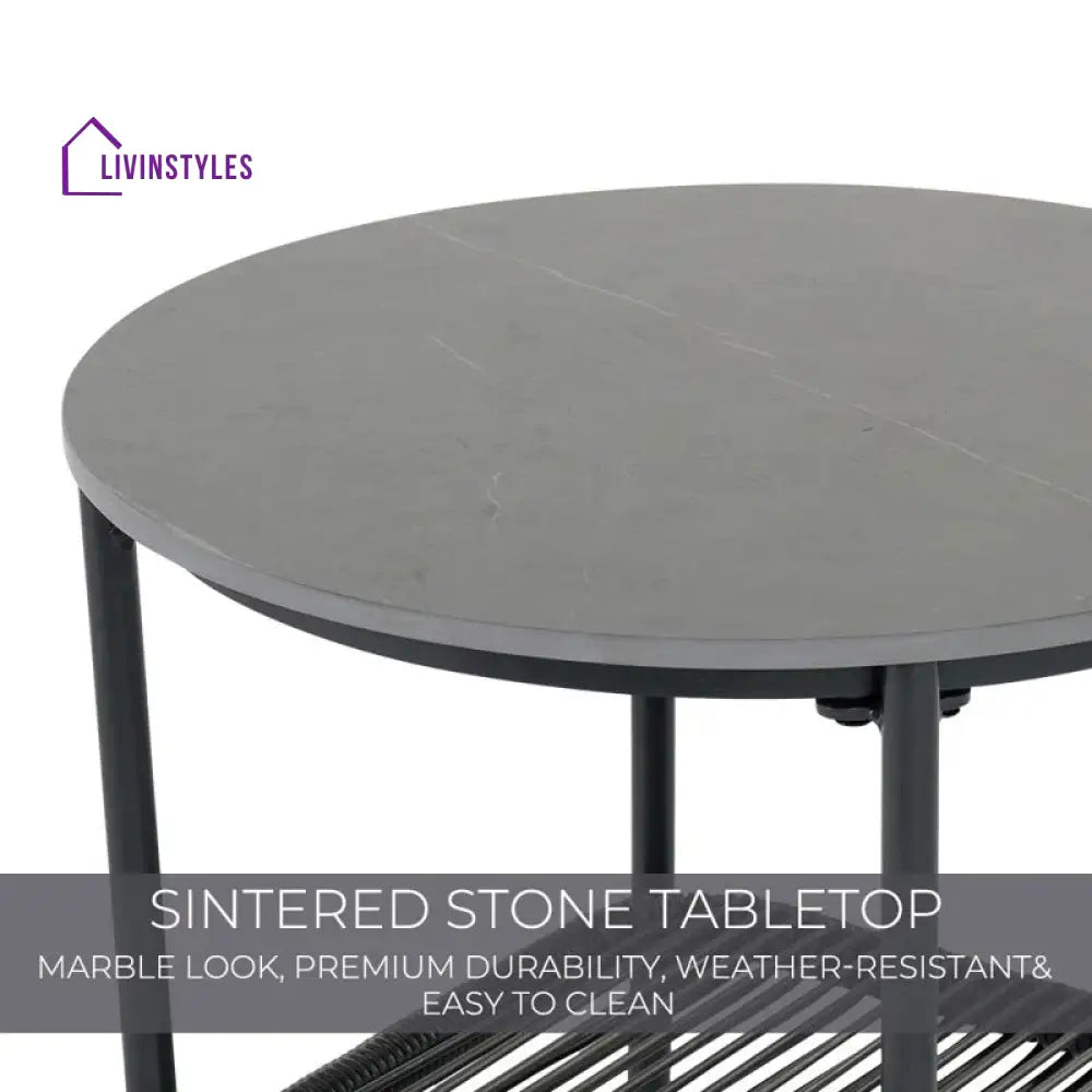 Sleak Outdoor Patio Seating Set 2 Chairs and 1 Table Set (Dark Grey) - Coffee Table Sets