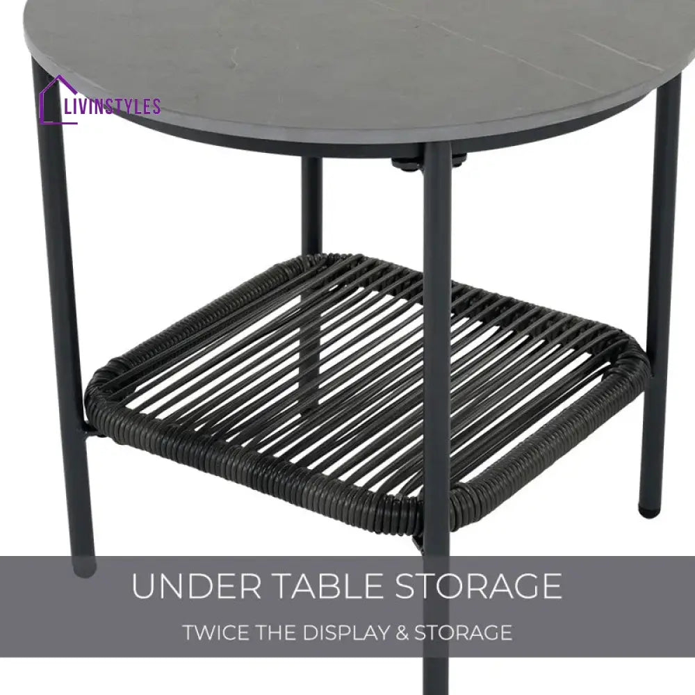 Sleak Outdoor Patio Seating Set 2 Chairs and 1 Table Set (Dark Grey) - Coffee Table Sets