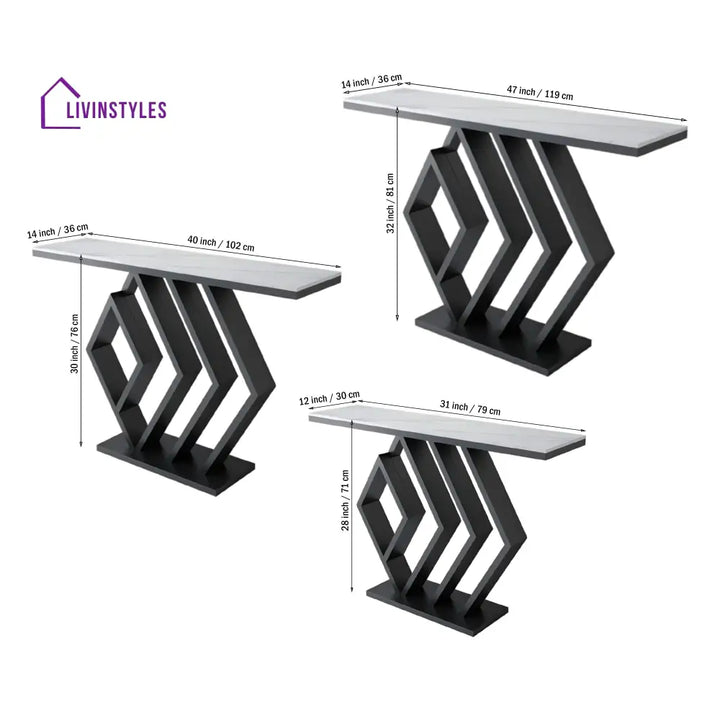 Sleek Sophistication White Marble Black Console Table Table