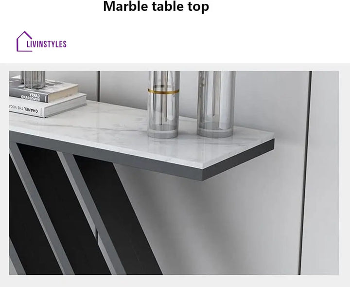 Sleek Sophistication White Marble Black Console Table