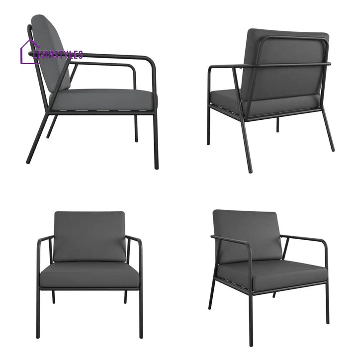 Sleety Outdoor Patio Seating Set 2 Chairs and 1 Table Set (Dark Grey) - Outdoor Furniture Sets