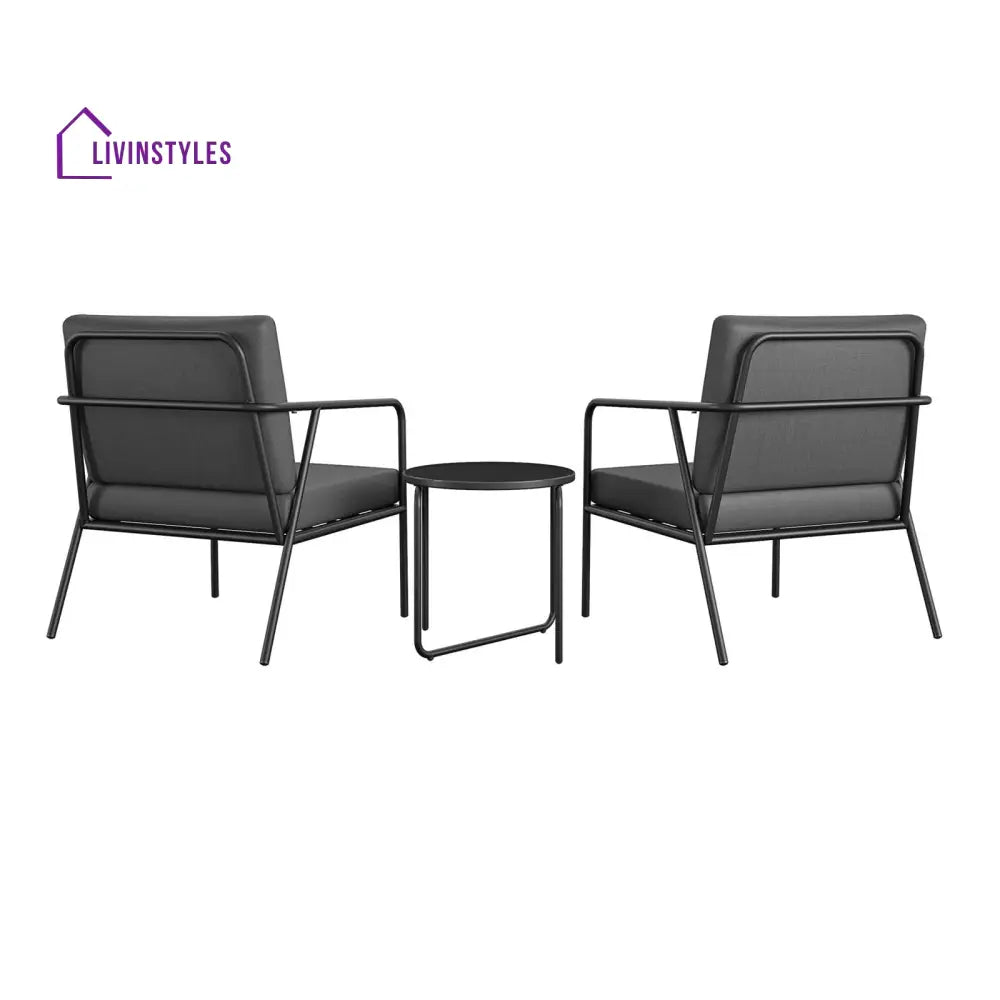 Sleety Outdoor Patio Seating Set 2 Chairs and 1 Table Set (Dark Grey) - Outdoor Furniture Sets