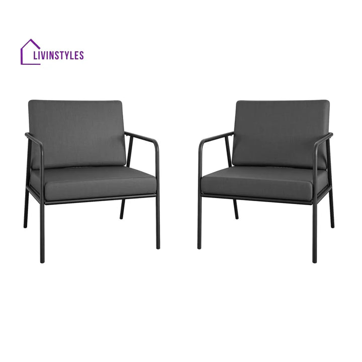 Sleety Outdoor Patio Seating Set 2 Chairs and 1 Table Set (Dark Grey) - Outdoor Furniture Sets