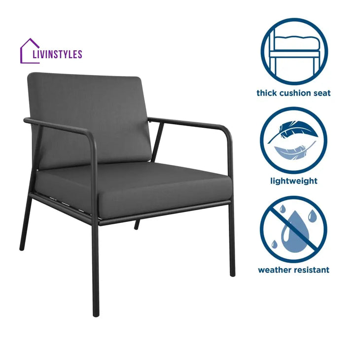 Sleety Outdoor Patio Seating Set 2 Chairs and 1 Table Set (Dark Grey) - Outdoor Furniture Sets