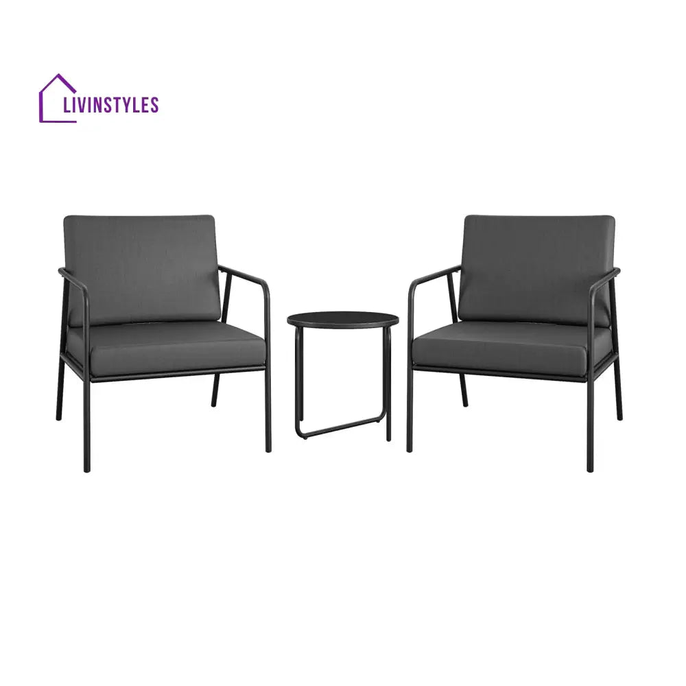 Sleety Outdoor Patio Seating Set 2 Chairs and 1 Table Set (Dark Grey) - Outdoor Furniture Sets
