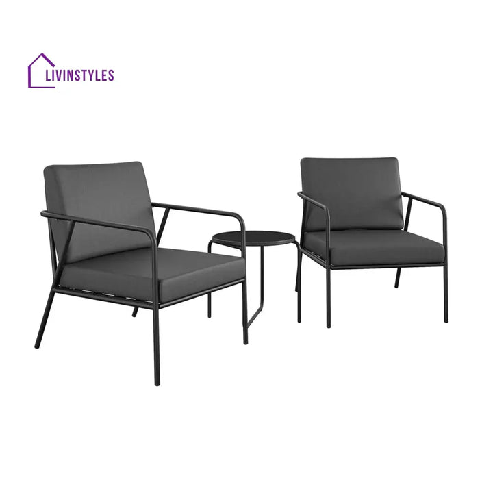 Sleety Outdoor Patio Seating Set 2 Chairs and 1 Table Set (Dark Grey) - Outdoor Furniture Sets