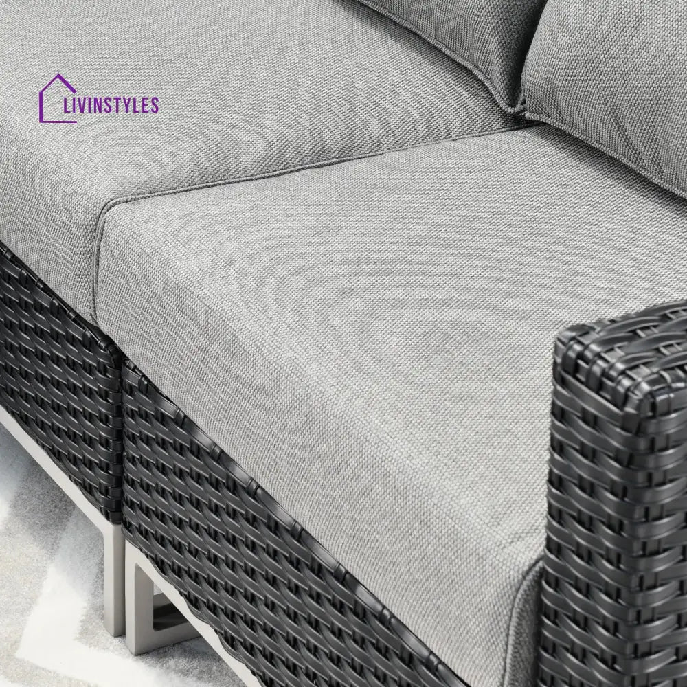 Slue Outdoor Sofa Set 5 Seater Single seater With Ottoman and 1 Center Table Set (Black) - Sofa Sets