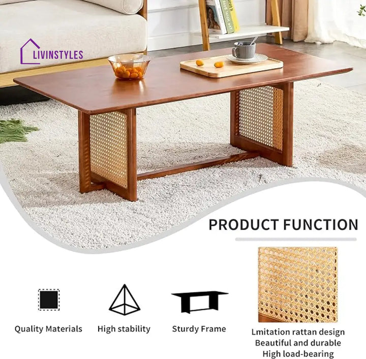 Smith Cane And Solid Wood Coffee Table