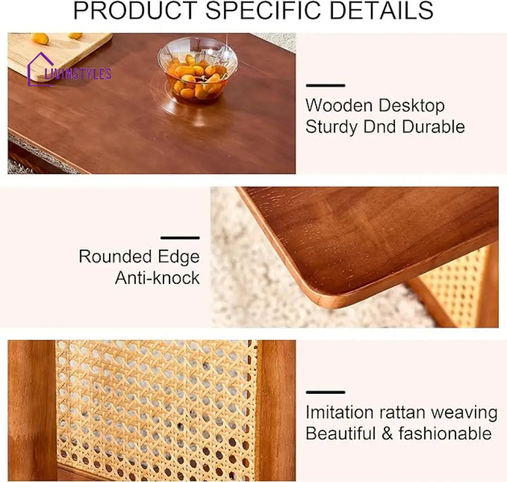 Smith Cane And Solid Wood Coffee Table