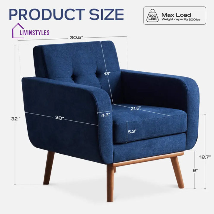 Smriti Solid Wood and Fabric Arm Chair | Living Room Chair | Lounge Chair - Single Chair