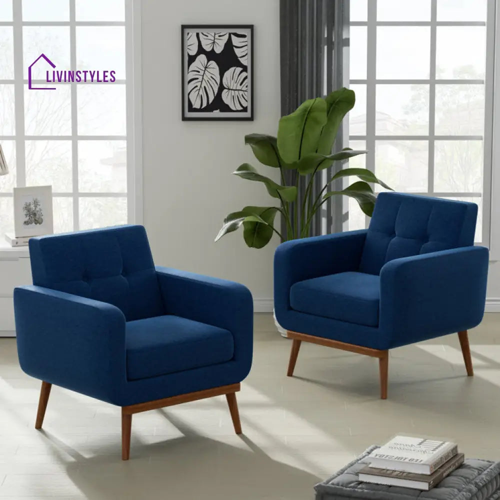 Smriti Solid Wood and Fabric Arm Chair | Living Room Chair | Lounge Chair - Single Chair