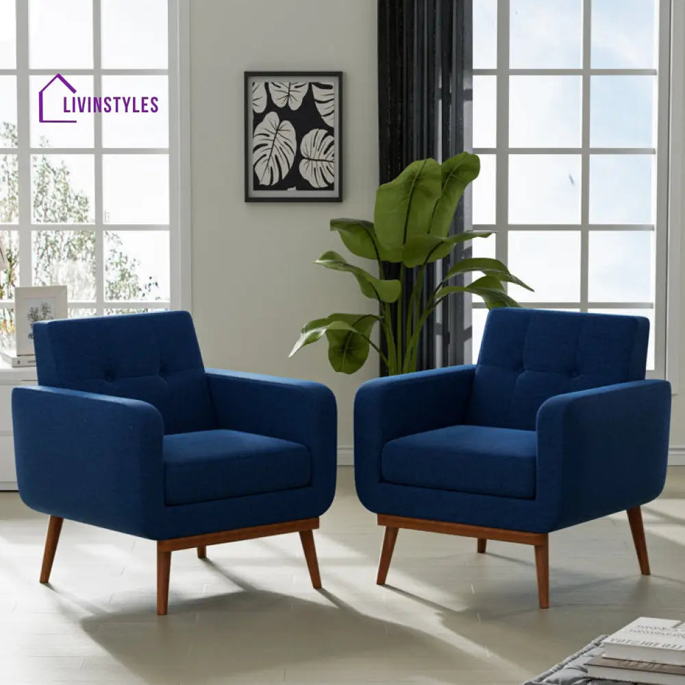 Smriti Solid Wood and Fabric Arm Chair | Living Room Chair | Lounge Chair - Single Chair