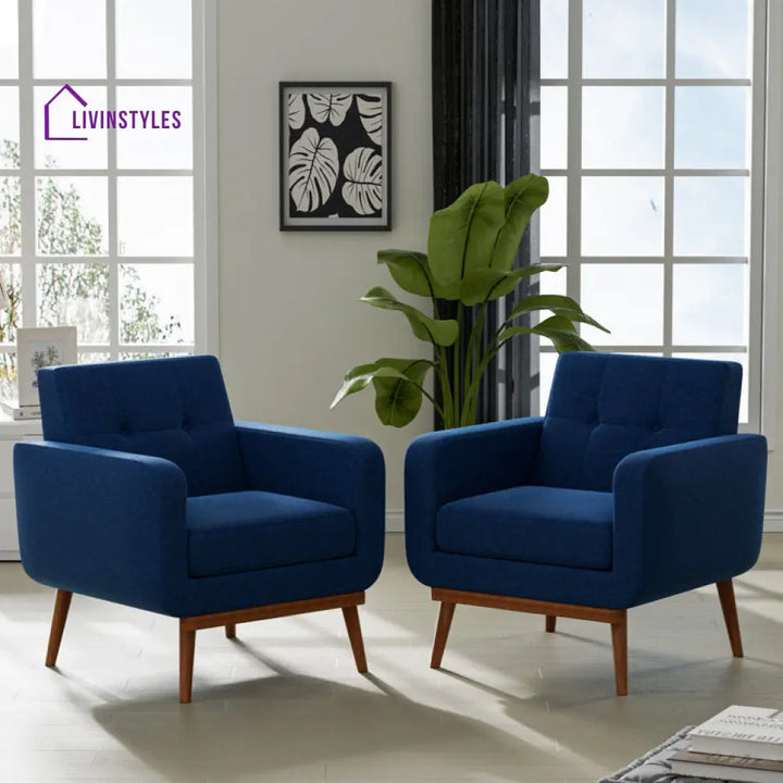 Smriti Solid Wood and Fabric Arm Chair | Living Room Chair | Lounge Chair - Single Chair