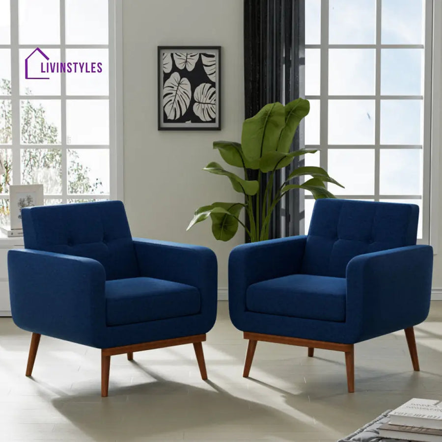 Smriti Solid Wood and Fabric Arm Chair | Living Room Chair | Lounge Chair - Single Chair