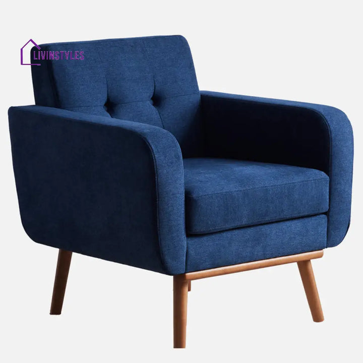 Smriti Solid Wood and Fabric Arm Chair | Living Room Chair | Lounge Chair - Single Chair