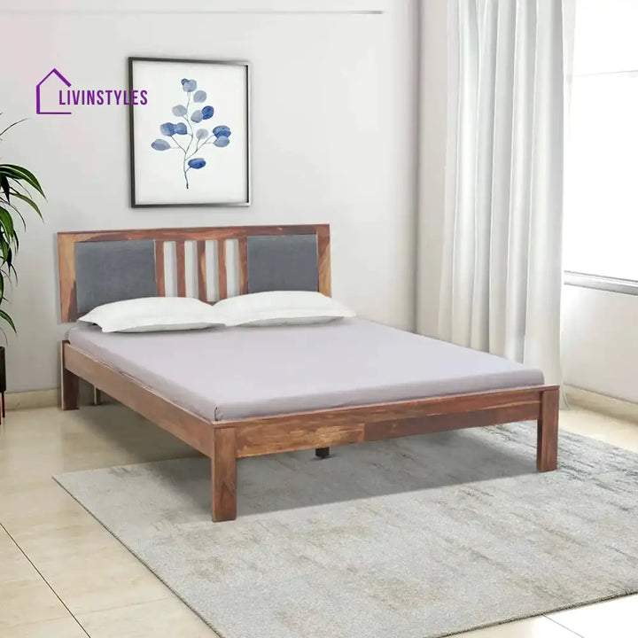 Mukund Sheesham Wood Beds Queen / Natural Bed without storage