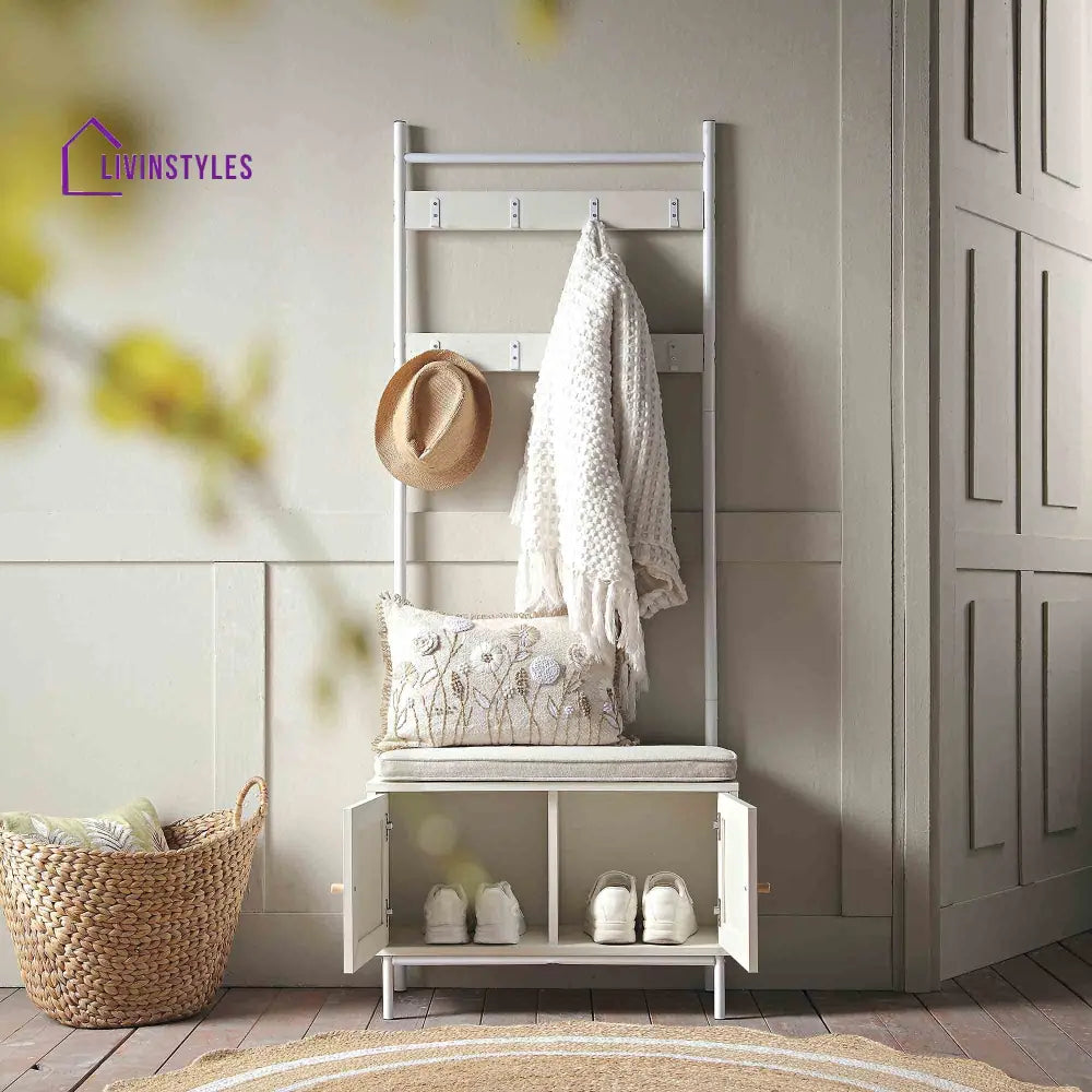 Frances Woven Hallway Unit with Cushion White Cabinets & Chests