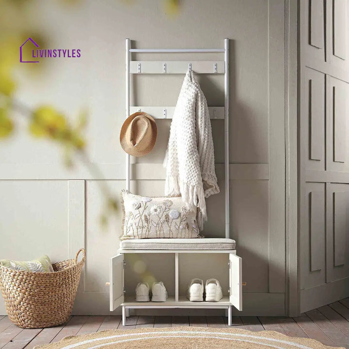 Frances Woven Hallway Unit with Cushion White Cabinets & Chests