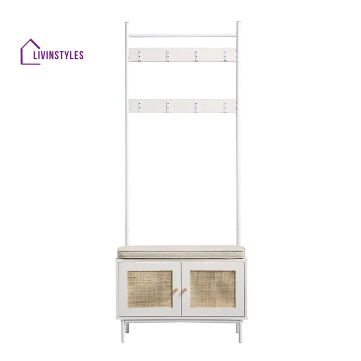 Frances Woven Hallway Unit with Cushion White Cabinets & Chests