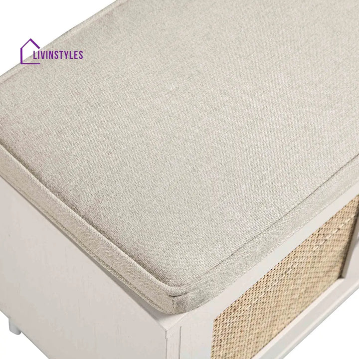 Frances Woven Hallway Unit with Cushion White Cabinets & Chests