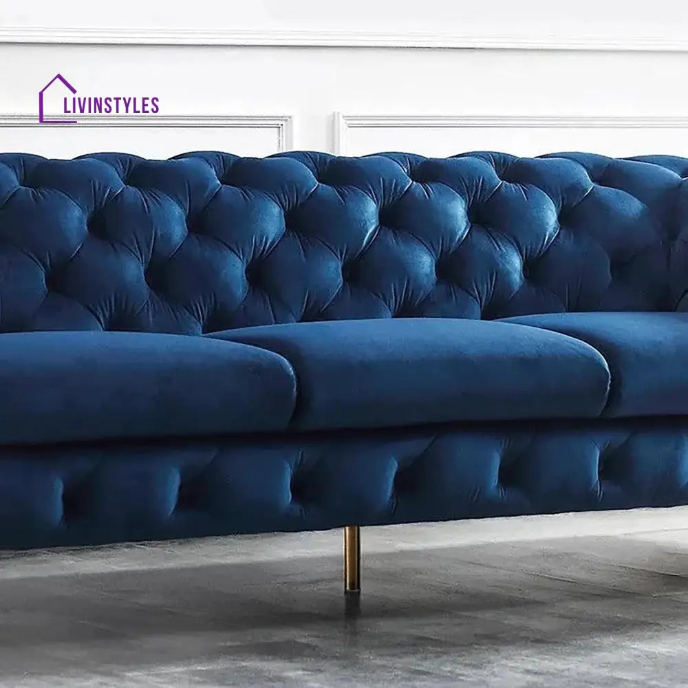 Snezhana 3 Seater Sofa in Blue colour for Living room
